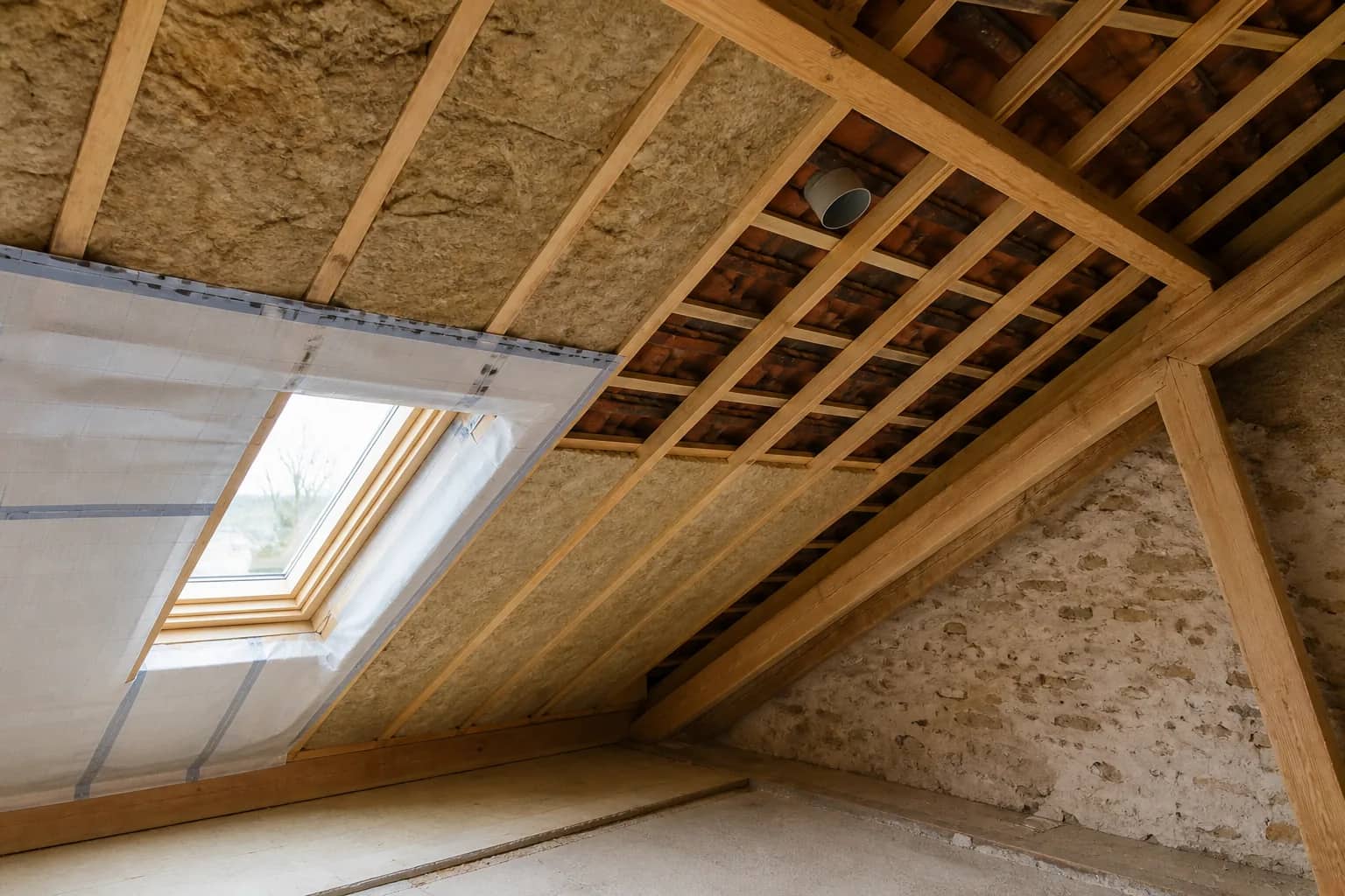 Isolation sous rampants et lame d'air ventilée dans des combles en rénovation
