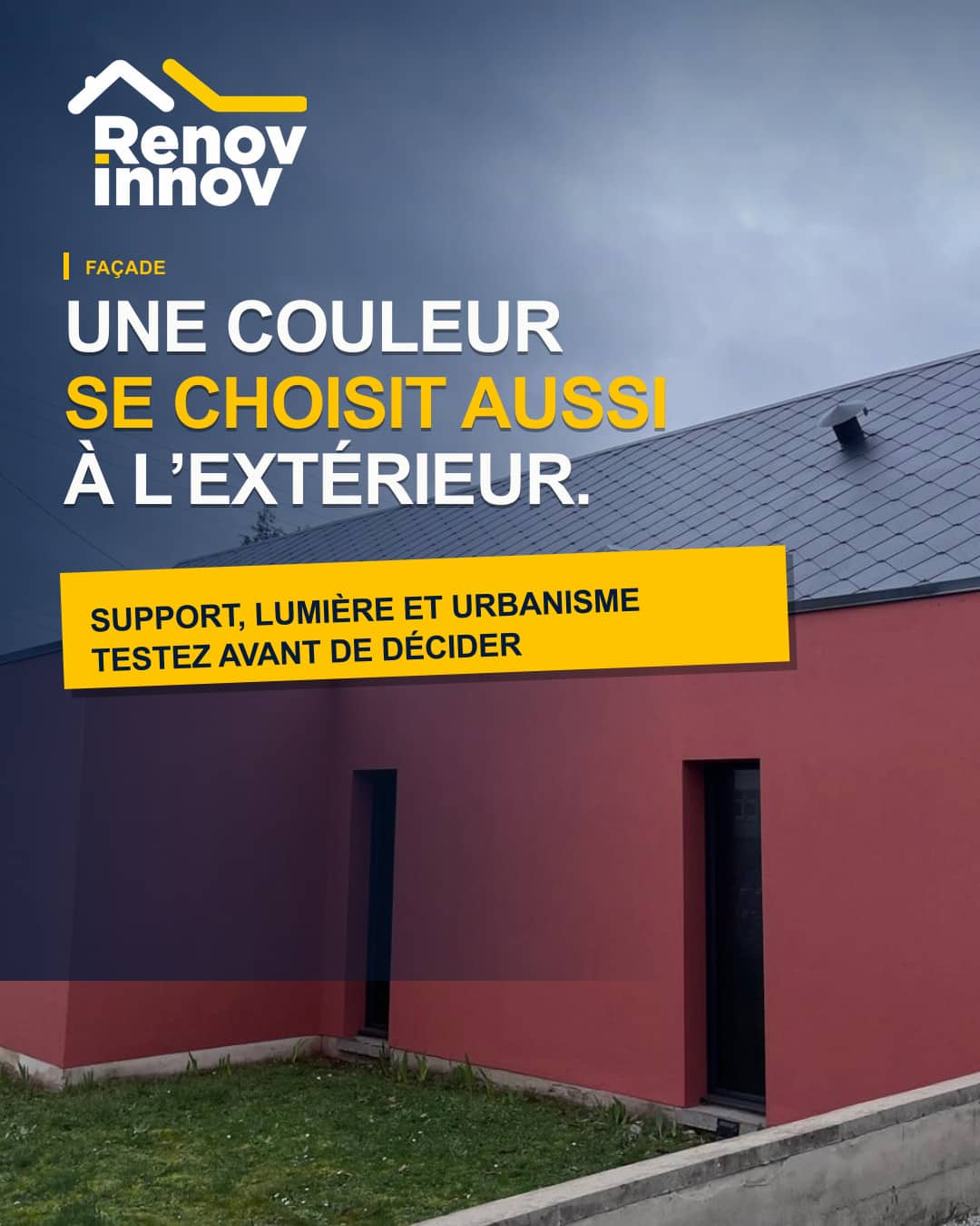 Visuel éditorial Rénov Innov pour l’article « Choisir une couleur de façade : technique, lumière et urbanisme »