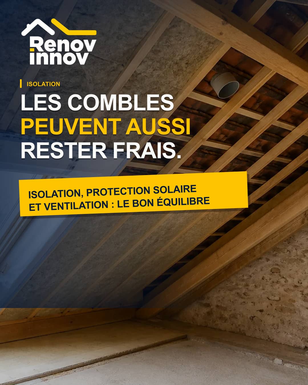 Visuel éditorial Rénov Innov pour l’article « Isolation et confort d'été : comment limiter la chaleur dans les combles ? »