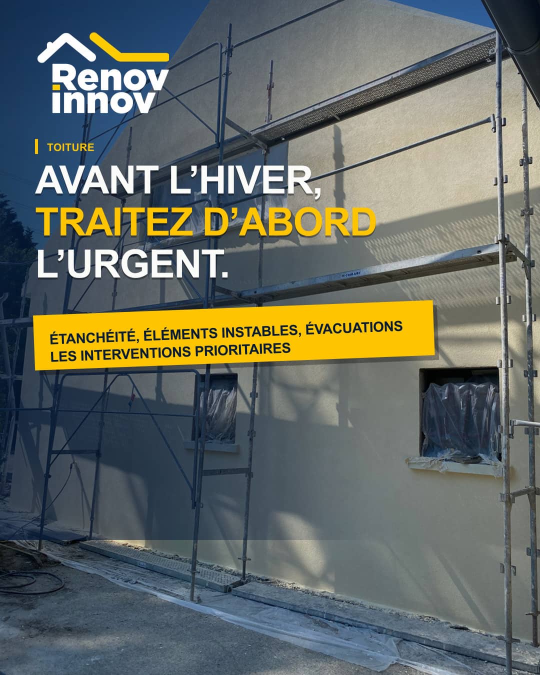 Visuel éditorial Rénov Innov pour l’article « Protéger sa toiture avant l'hiver : quelles interventions sont prioritaires ? »