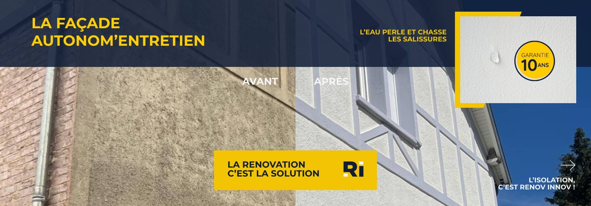 Avant et après d'une rénovation de façade Rénov Innov