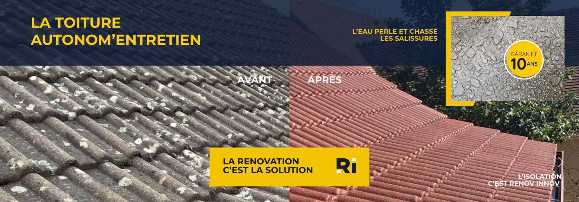 Avant et après d'une rénovation de toiture Rénov Innov